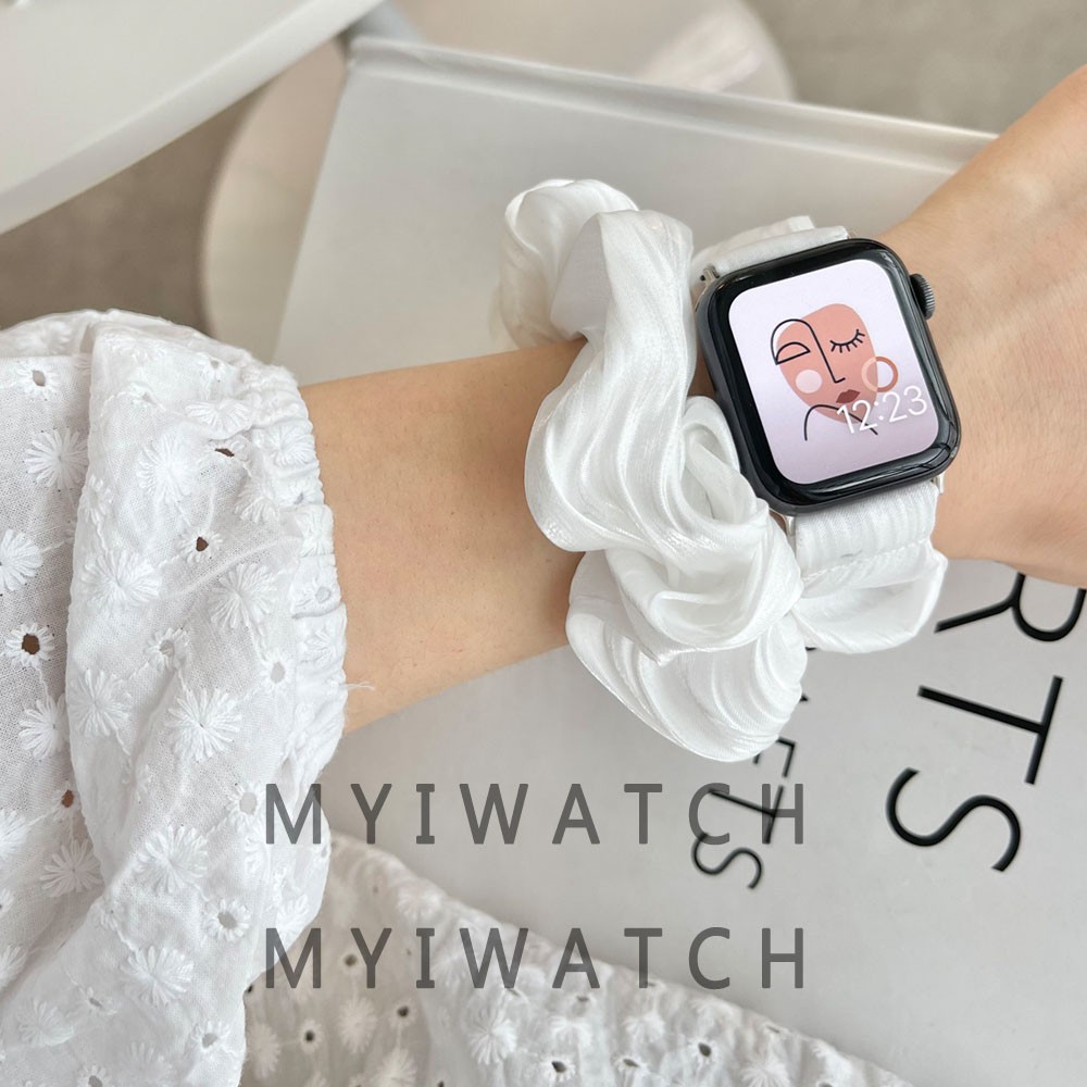 Set dây buộc tóc + dây đeo 4 màu tùy chọn thích hợp cho đồng hồ Apple Iwatch 7 6 5 Se 4 3 2 41/45/38/40/42/44mm
