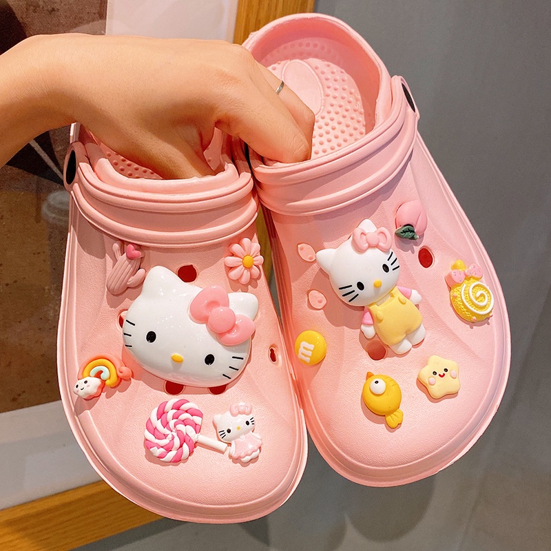 Xăng đan Nhựa EVA Đế Bệt 2cm Chống Trượt Hở Lỗ Hình Gấu/Dâu Tây/Phi Hành Gia Dễ Thương