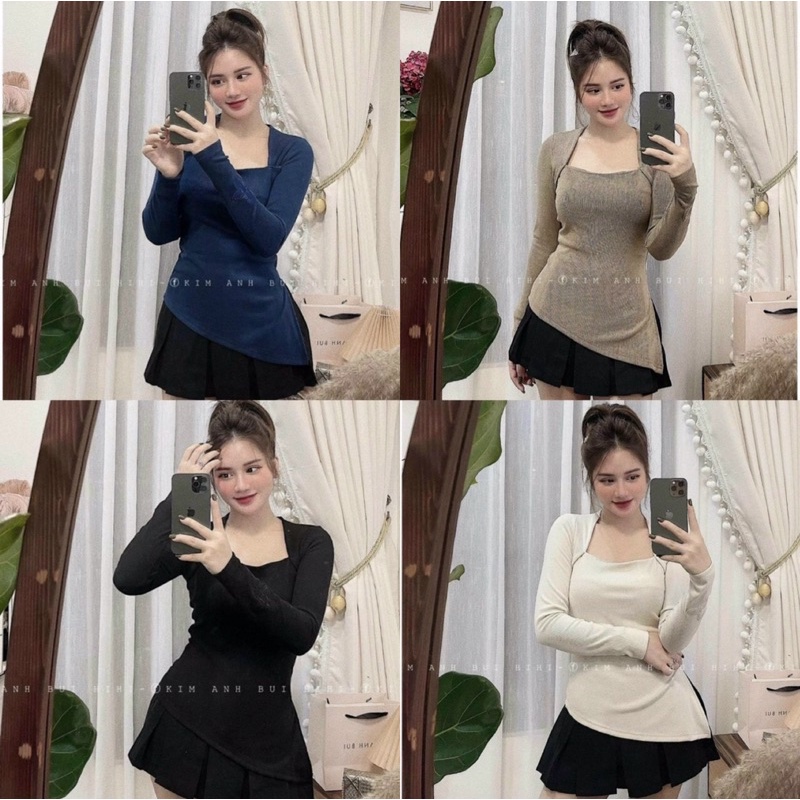 ÁO KIỂU VẠT CHÉO CỔ VUÔNG CÁ TÍNH THU HÚT ÁNH NHÌN K7