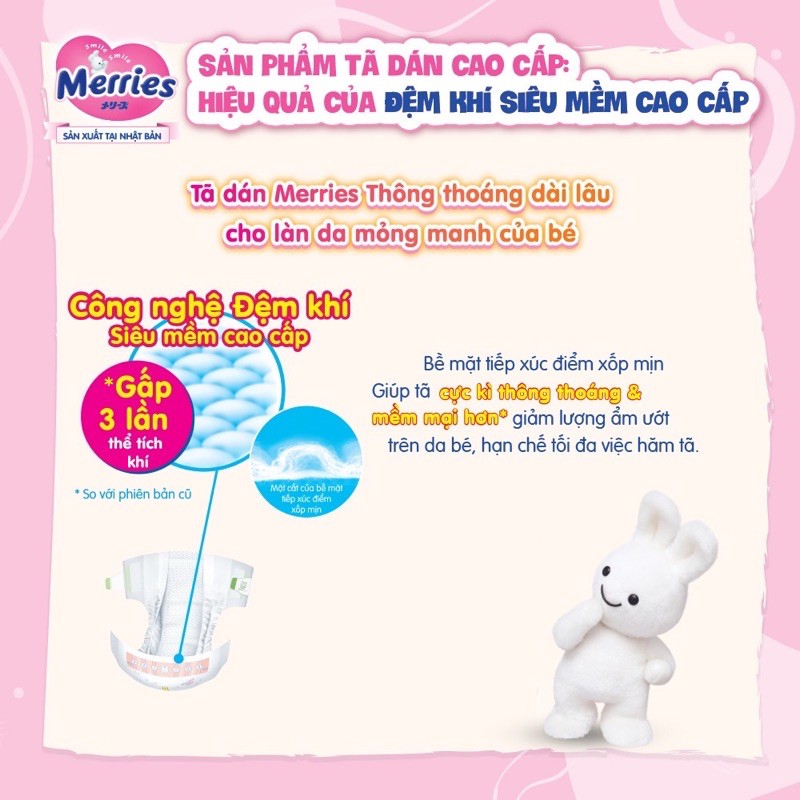 TÃ/BỈM DÁN MERRIES SIZE M 64+4 MIẾNG 6-11kg