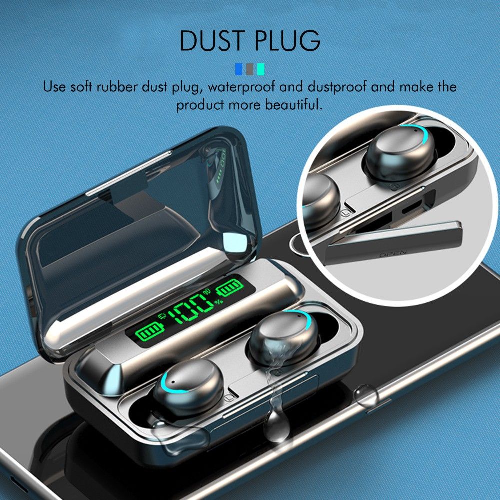 Tai nghe Bluetooth không dây 5.0 MINPRO - AMOI F9 PRO nút cảm biến vân tay chống nước kèm sạc 2.500mAh