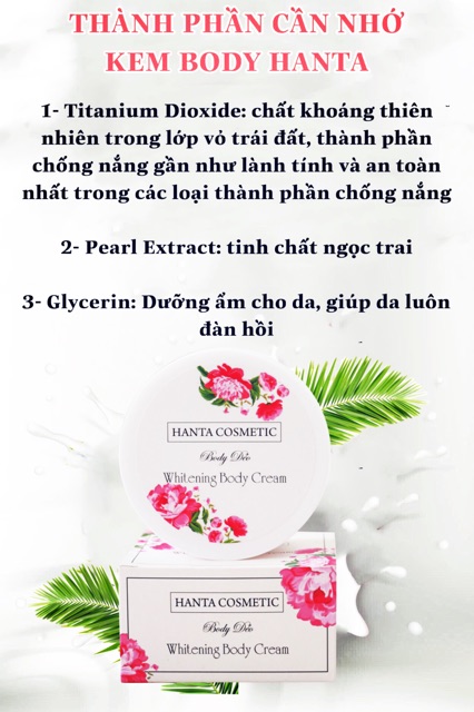 (HÀNG CHÍNH HÃNG) HANTA COSMETIC Kem Body Dẻo - Whitening Body Cream