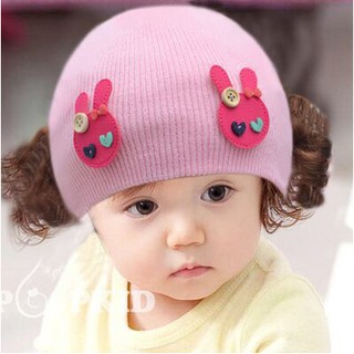 Mũ len tóc giả hinh thỏ con
