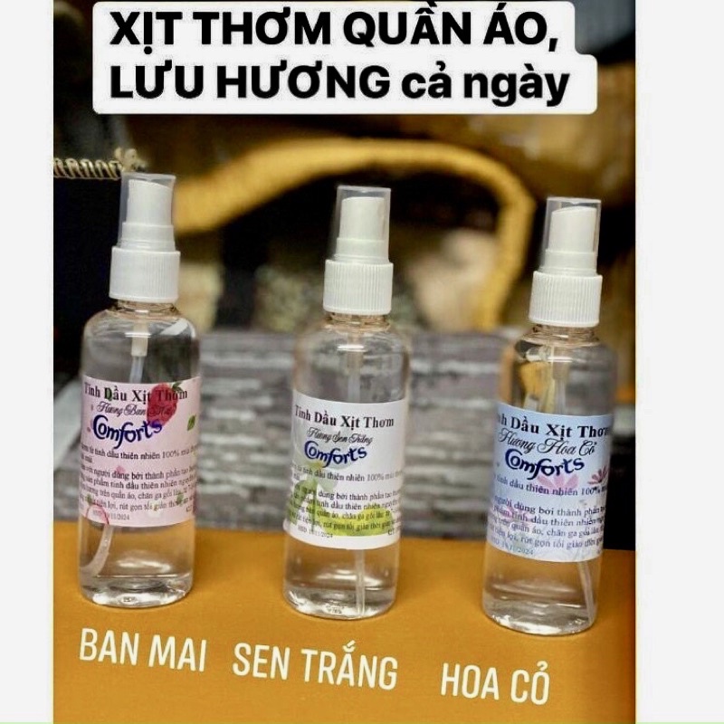 Combo 3 chai 3 mùi Xịt Thơm quần áo chăn màn COMFOR