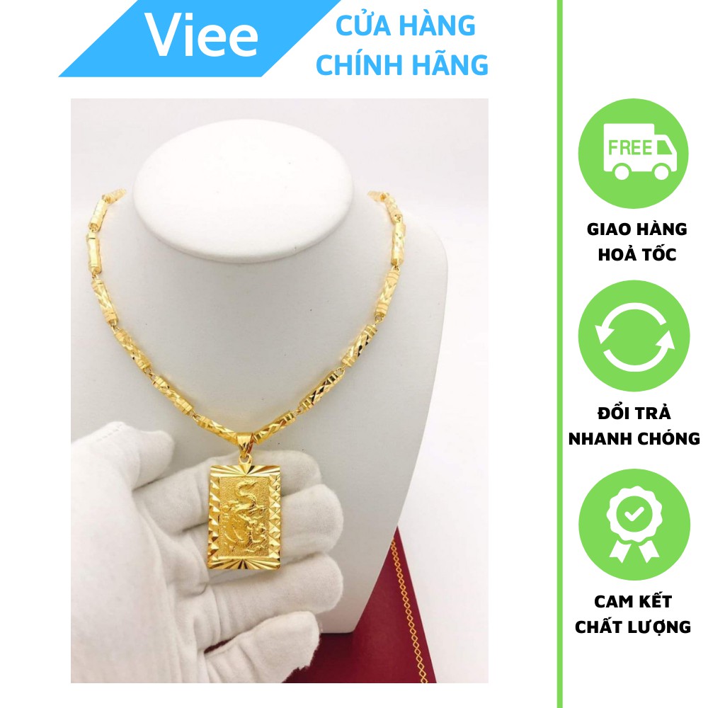 Dây Chuyền Nam Đốt Trúc Mặt Thẻ Rồng Mạ Vàng 24K HÀN QUỐC