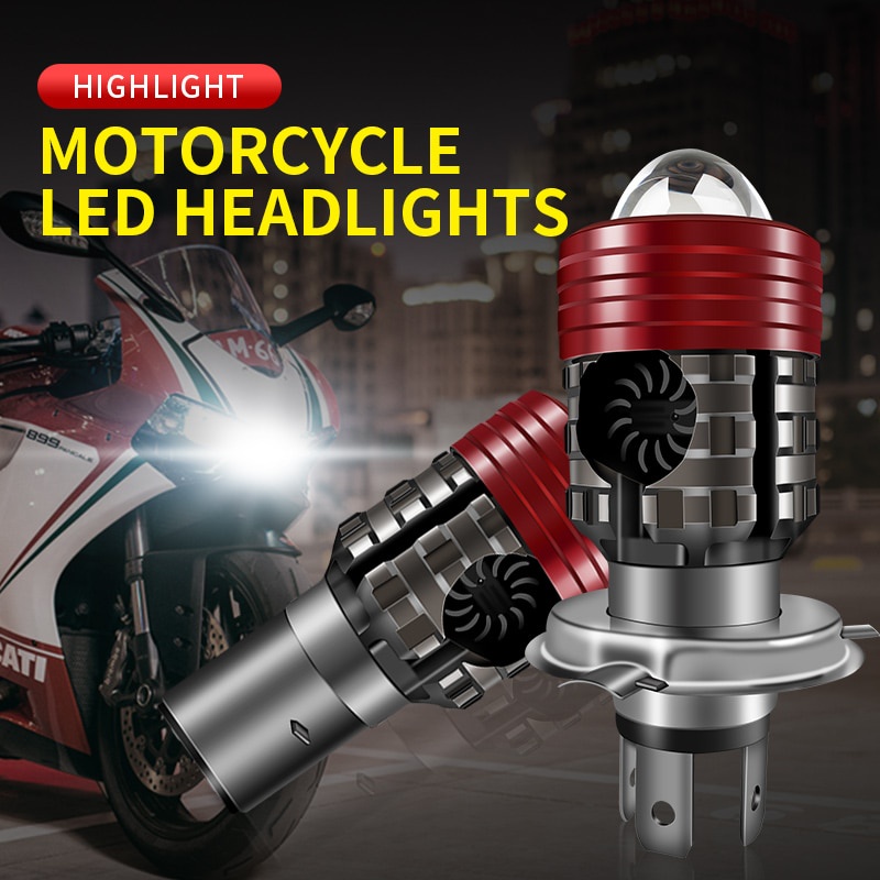 Dual color 3000LM Motorcycle Headlight H4 H6 P15d T19 High/Low Beam Led Lights Bulbs Lens With Fan M