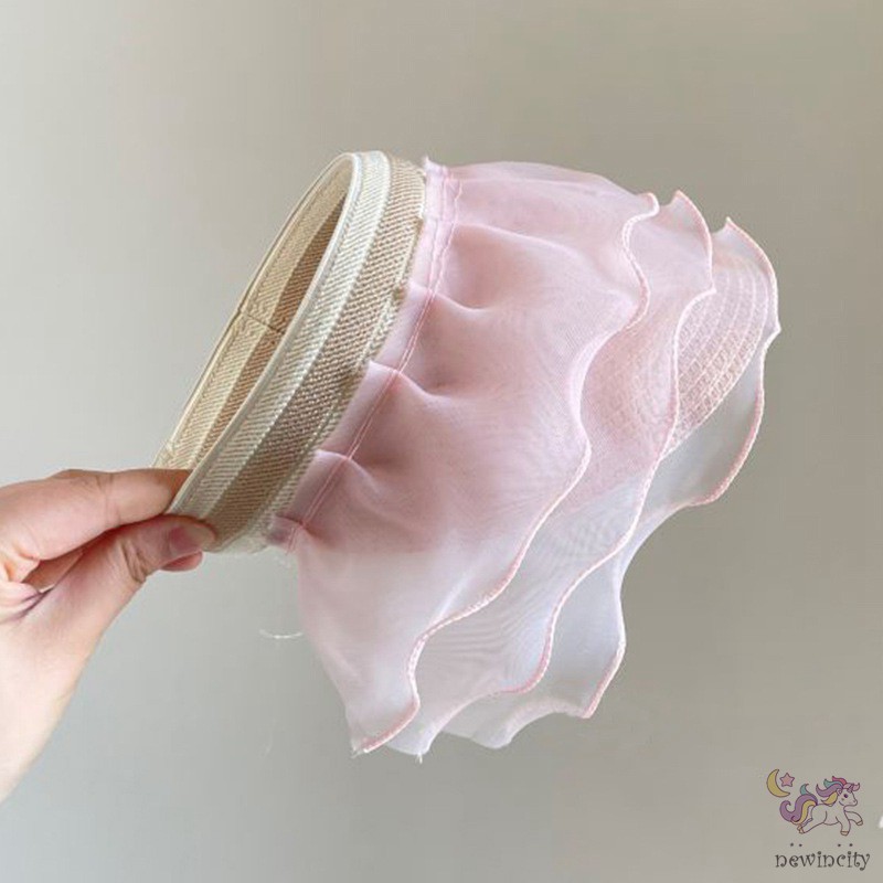 Mũ có vành phối lưới dễ thương cho bé gái