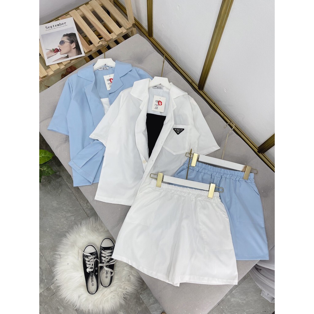 Set áo blazer quần short 3 món cho nữ, set đồ công sở, set đồ hẹn hò sang chảnh, thời trang
