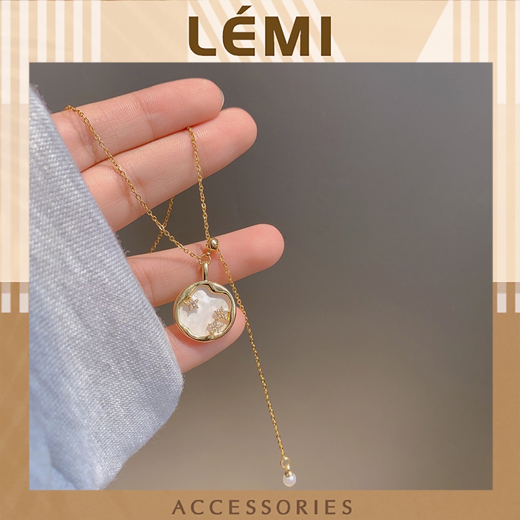 Dây chuyền mặt tròn vòng cổ titan mặt ngôi sao đính đá dây rút tạo kiểu sáng tạo Lemi accessories