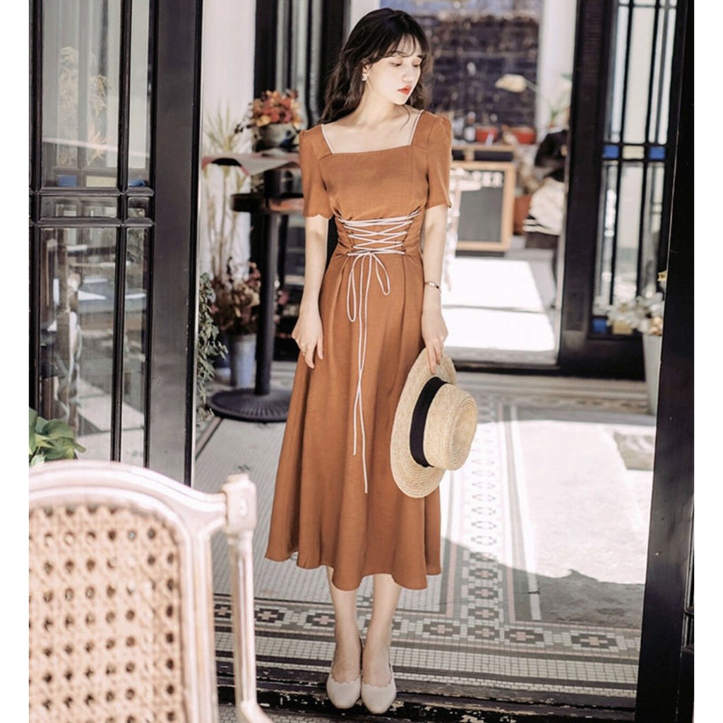 [ẢNH THẬT CUỐI] Đầm Maxi Nâu Đan Dây Eo Dáng Dài - DM883 | BigBuy360 - bigbuy360.vn