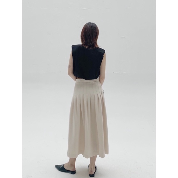 Chân váy dài xếp li cạp cao (Be)_MONOTALK B10004TK | BigBuy360 - bigbuy360.vn