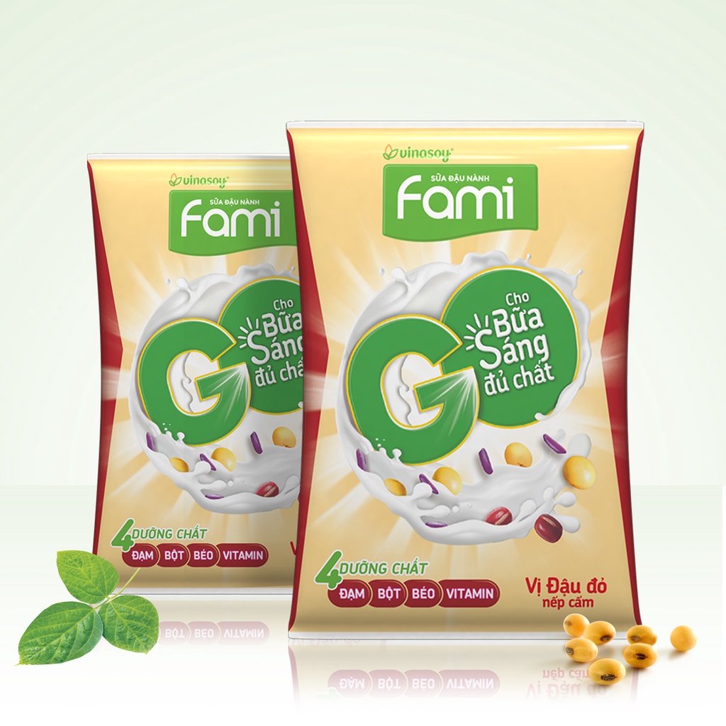 Thùng sữa đậu nành Fami Go Đậu đỏ (40 bịch x 200ml) + Combo lốc sữa Bạc Hà, Sữa dừa (12 hộp x 200ml)