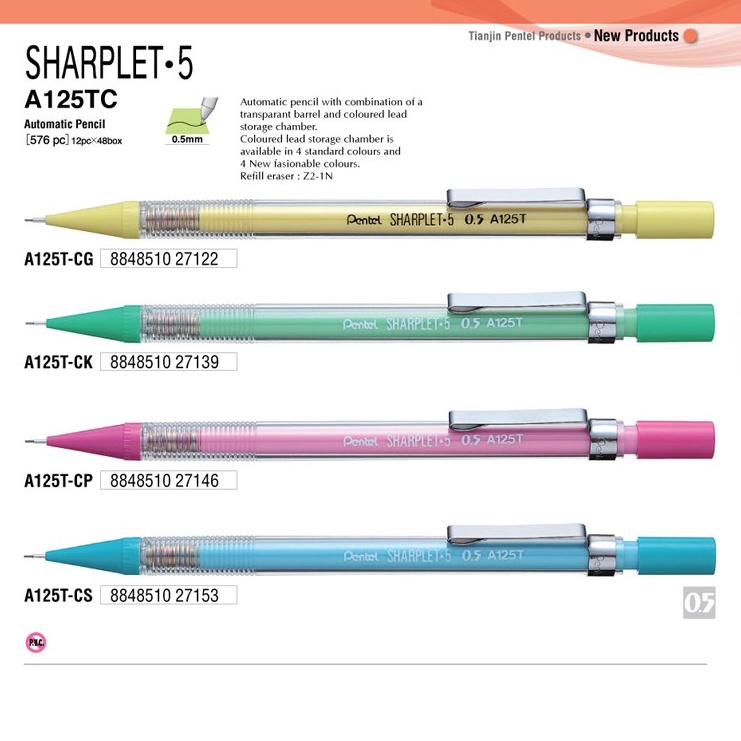 Bút chì kim thân nhựa trong 0.5mm Pentel A125TC