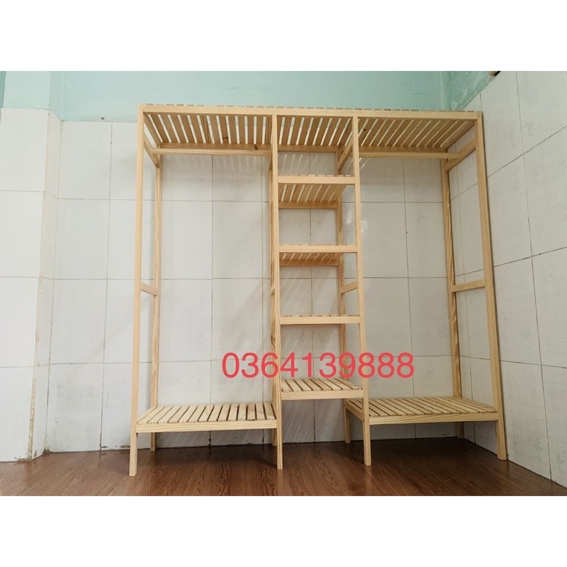 Tủ treo quần áo,kệ quần áo bằng gỗ thông Mỹ bảo hành 2 năm