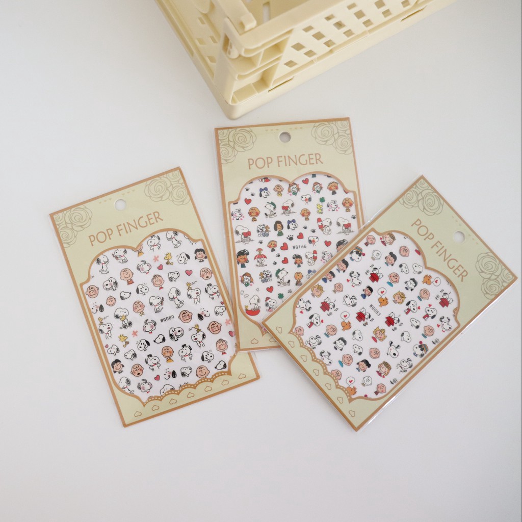 Nhãn dán trang trí móng tay hình cún snoopy dễ thương