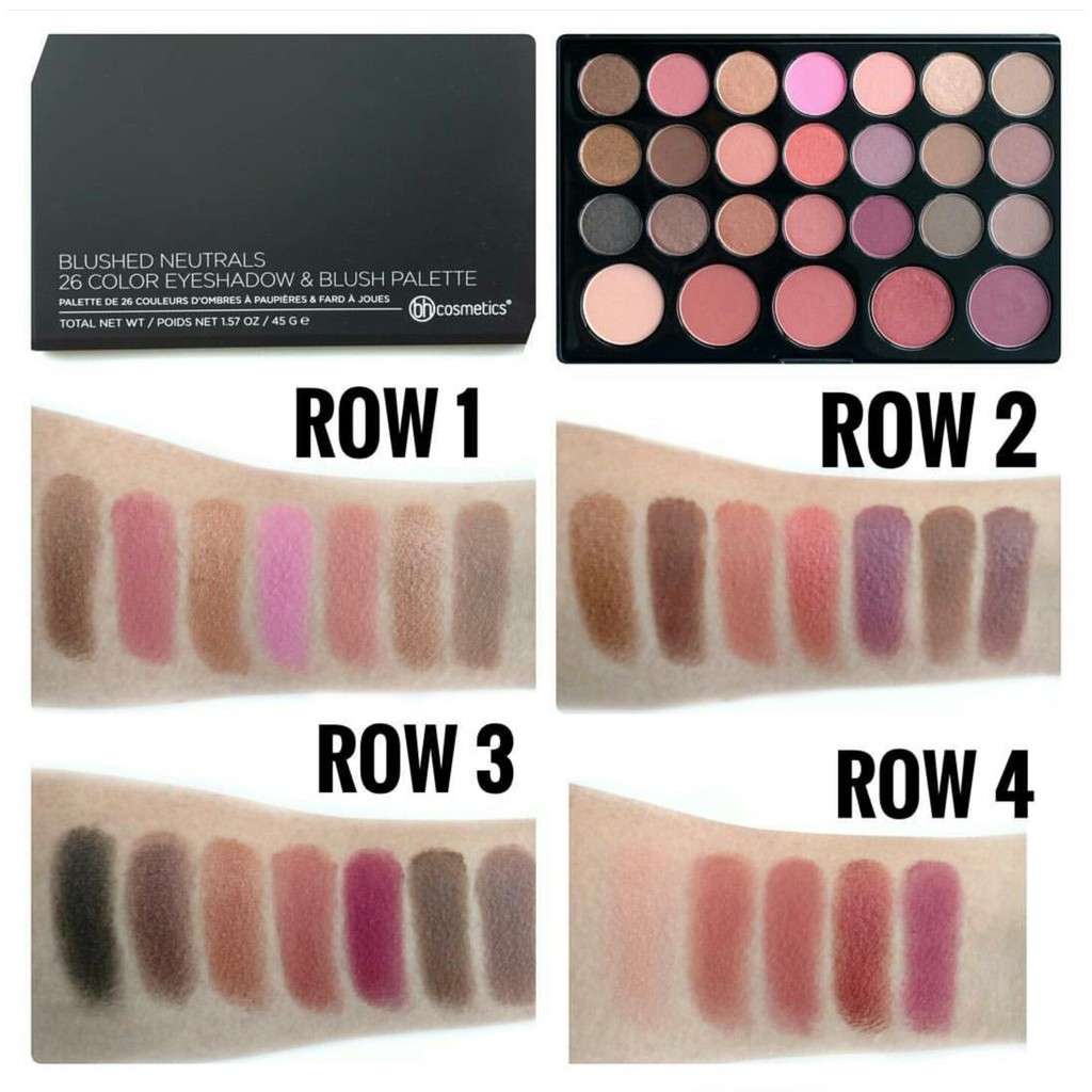 Bảng màu mắt, má hồng BH Cosmetics Blushed Neutrals 45g 26 ô