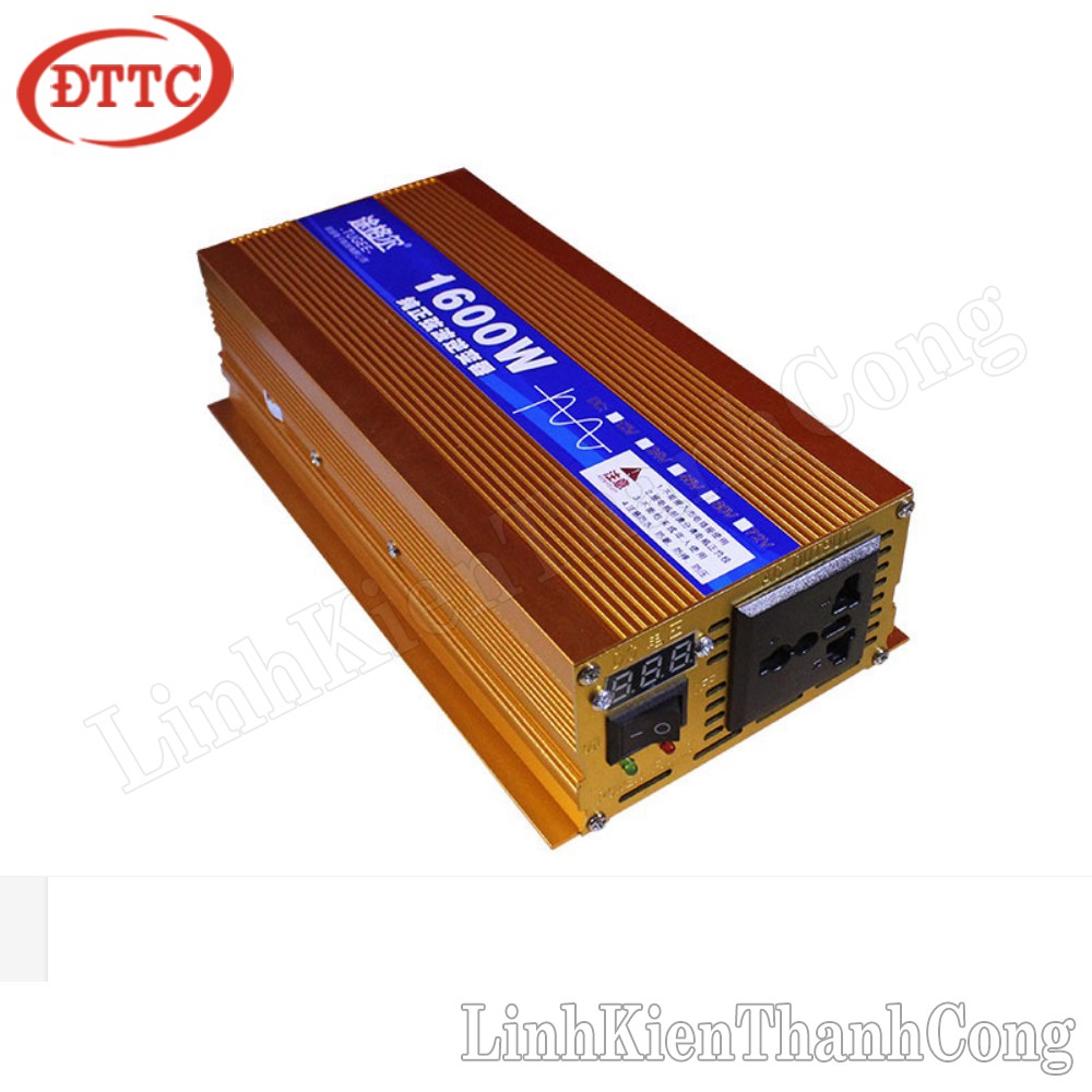 INVERTER ĐỔI ĐIỆN 12V - 220V SINE CHUẨN 1600W - Đổi nguồn DC 12V lên 220V công suất 1600W sin chuẩn.