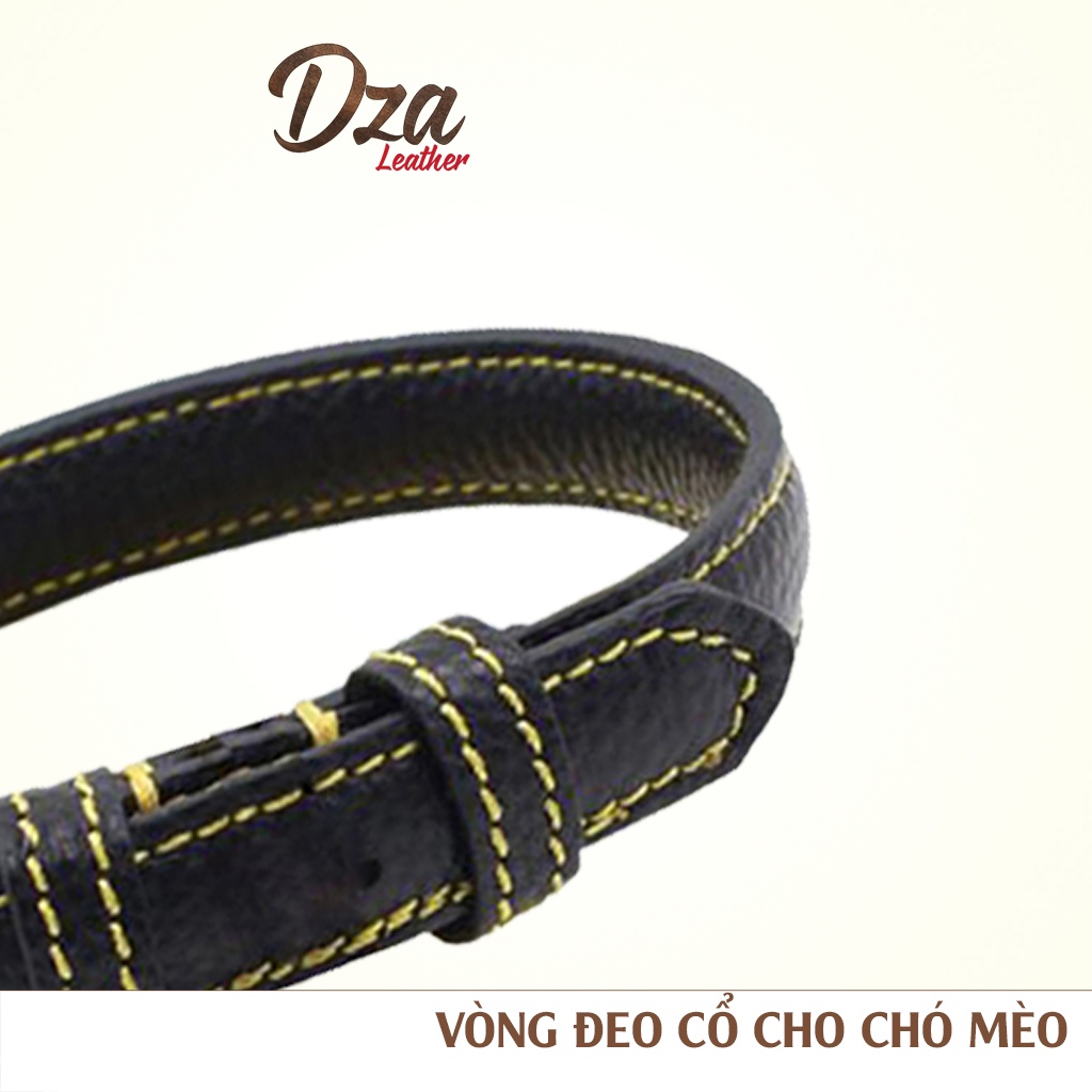 Vòng đeo cổ cho chó mèo da bò Dza leather handmade kích thước 30x2cm, vòng đeo cổ thú cưng