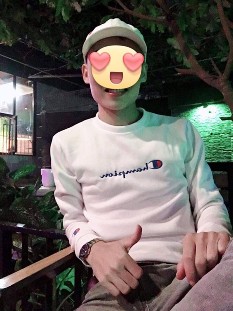 Áo nỉ Champion logo thêu đẹp mặc ấm thu đông nam nữ đều mặc dc