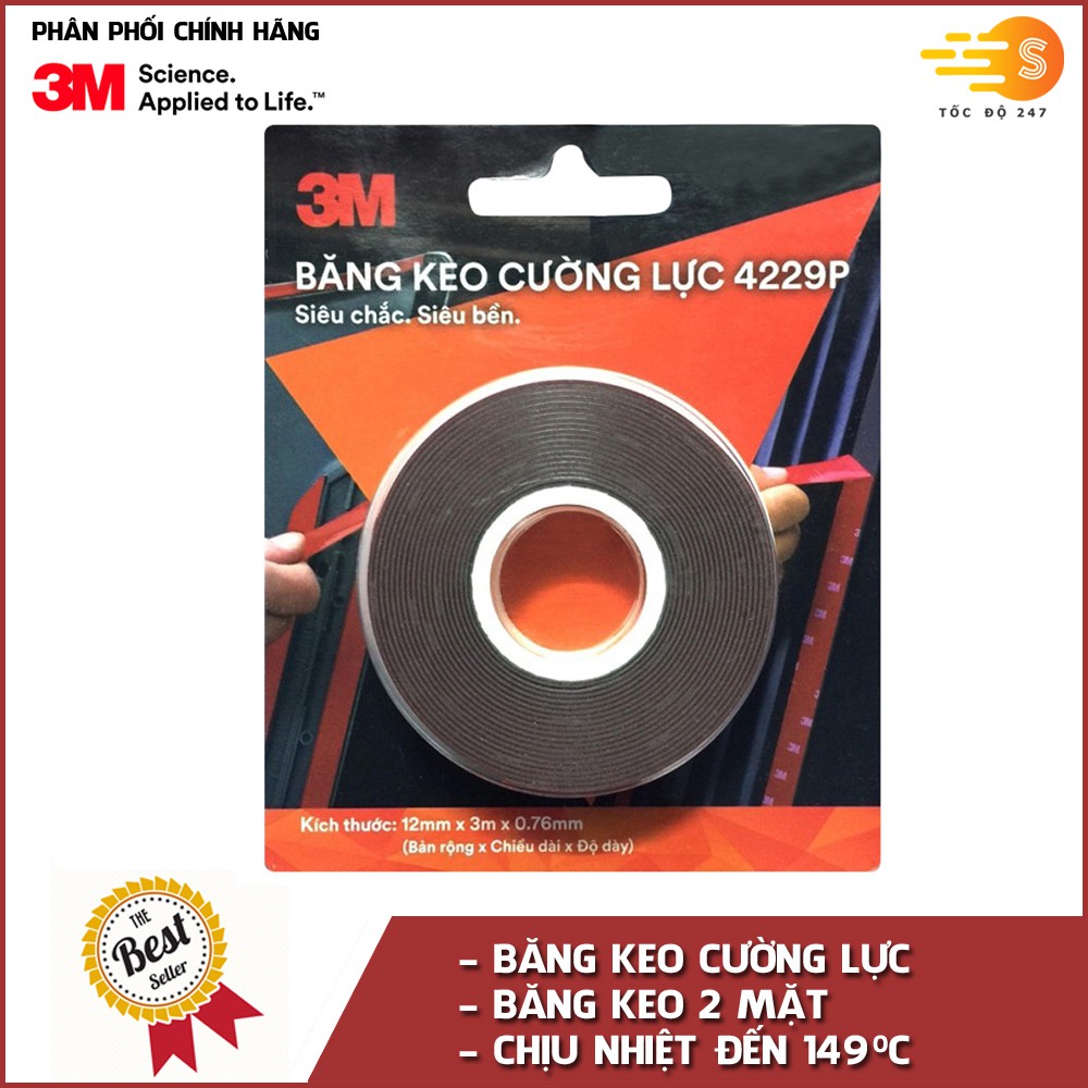 Băng keo cường lực siêu dính 3M khổ 12mm x 3m 4229P-3m