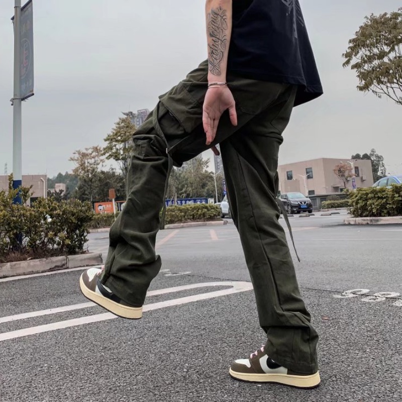 Quần dài dáng rộng màu đen thiết kế đơn giản phong cách Hàn Quốc cá tính cho nam