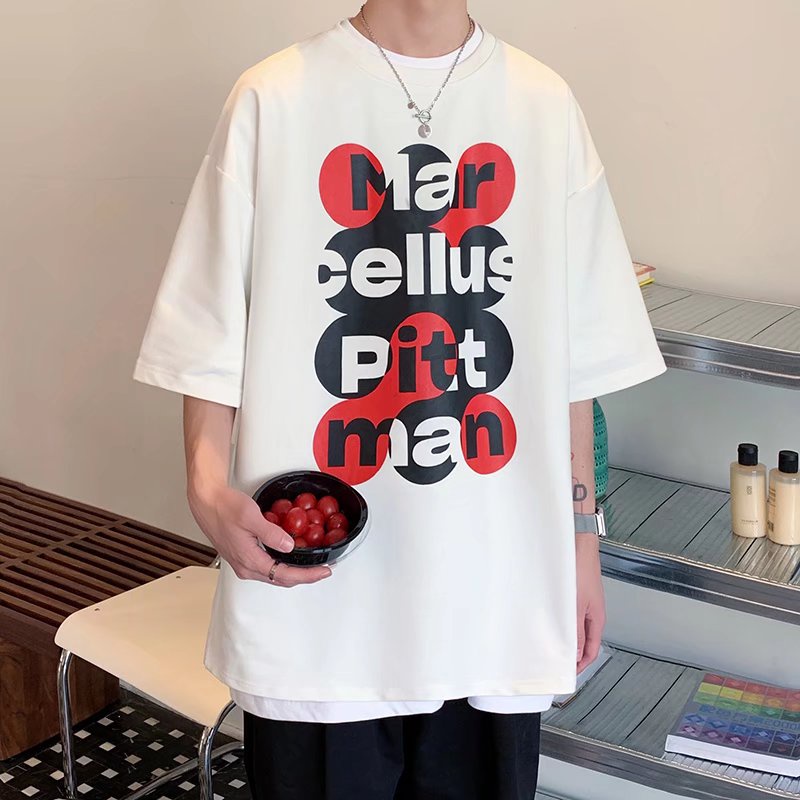 Áo Thun Tay Ngắn Dáng Rộng In Chữ Phong Cách Hàn Quốc Thời Trang Mùa Hè Cho Nam Và Nữ size M-5XL