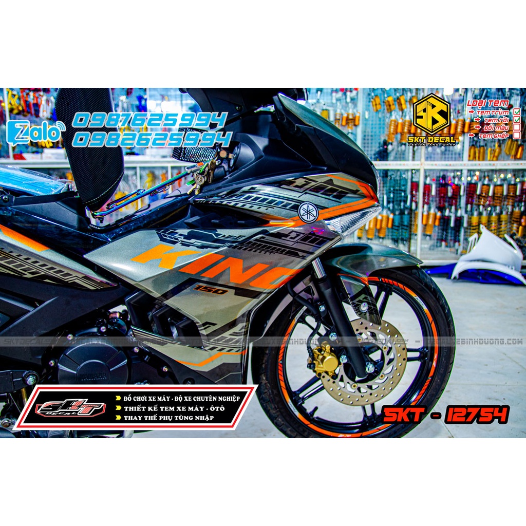 Tem trùm exciter 150 xám cam chỉ king