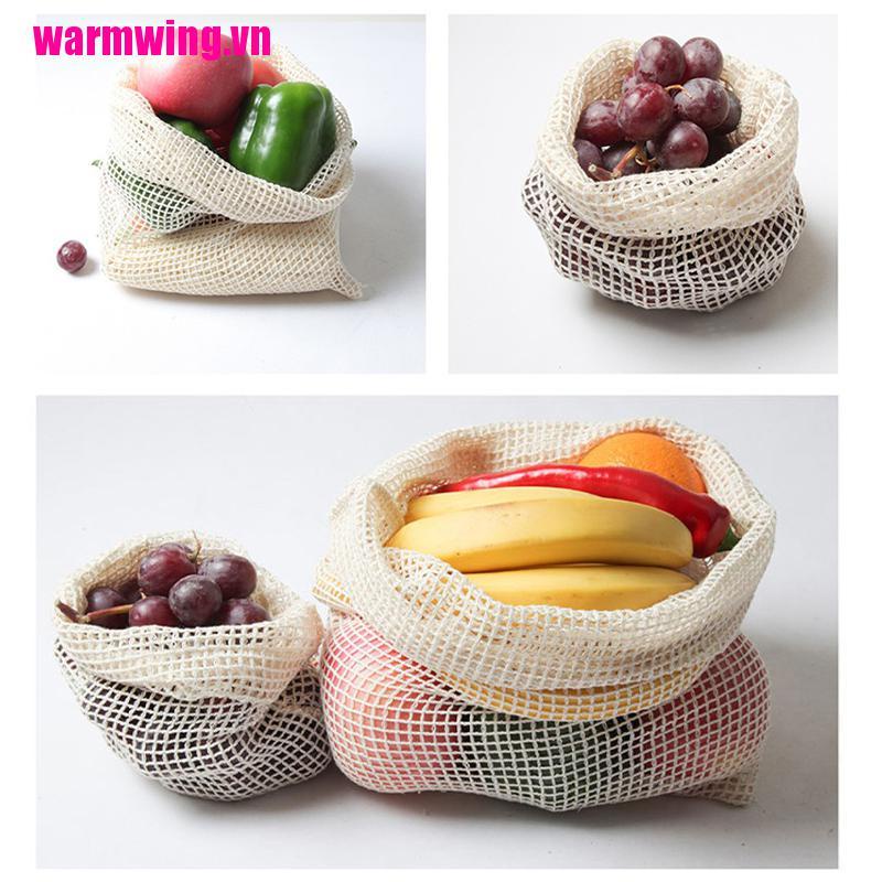 [WMW] Túi Lưới Cotton Đựng Trái Cây Có Thể Tái Sử Dụng Cho Nhà Bếp