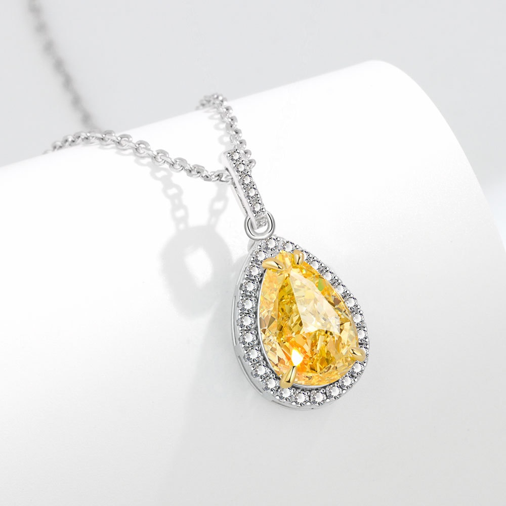 Vòng cổ Mặt Đá Zircon Hình Giọt Nước Màu Vàng