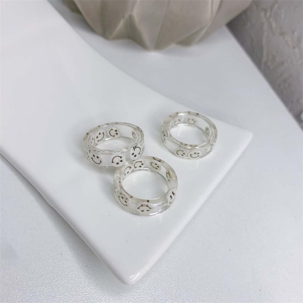 Nhẫn Acrylic Họa Tiết Hoạt Hình Màu Kẹo Phong Cách Vintage Hàn Quốc