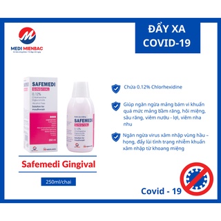 Nước súc miệng Safemedi Gingival 250ml (Mediplantex) -.Giúp ngăn ngừa mảng bám vi khuẩn quá mức, hôi miệng, sâu răng