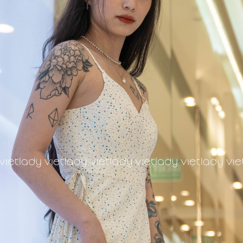 Đầm Thiết Kế Đầm 2 Dây Cúp Ngực Maxi Dáng Dài Họa Tiết Hoa Nhí Xẻ Tà Thướt Tha Uyển Chuyển VIETLADY FASHION D37