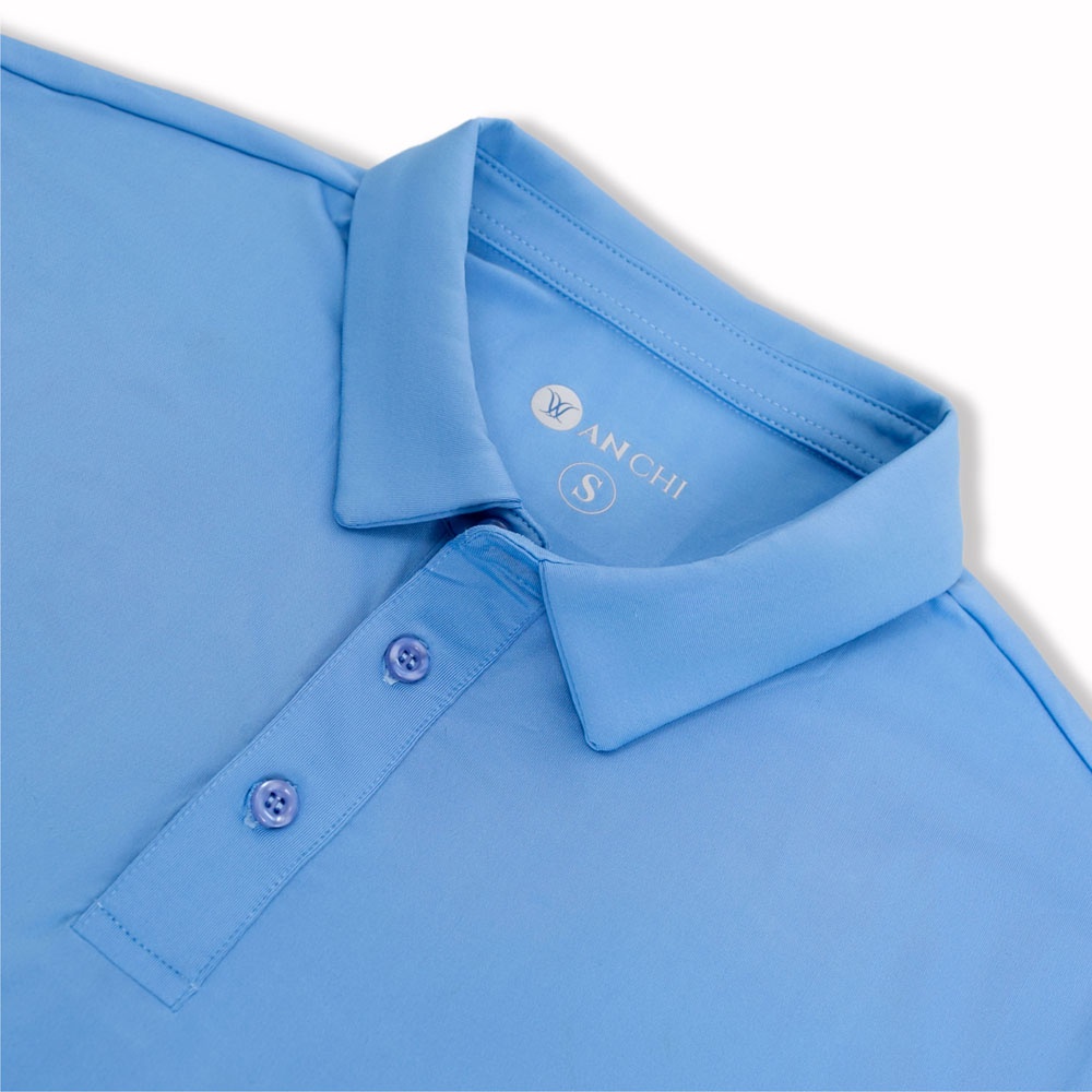 Áo Polo Nam Trung Niên ANCHI Màu Xanh Nhạt Trơn Chất Liệu Cotton Cao Cấp