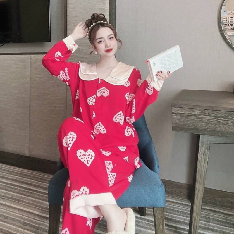 Đồ bộ nữ chất lụa cao cấp, Đồ ngủ pijama mặc nhà form rộng (50 - 110kg)