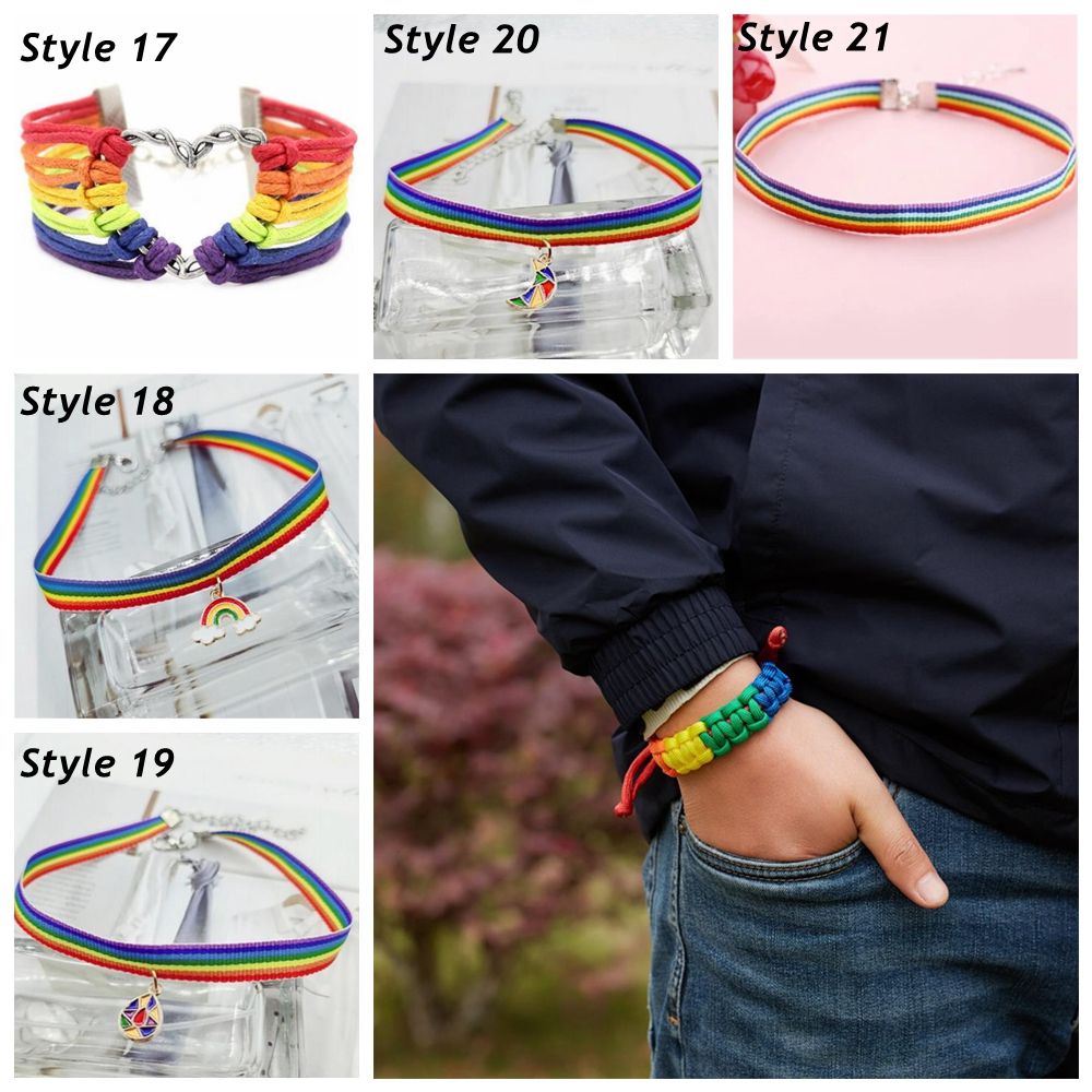 Vòng tay dây bện màu sắc cầu vồng thời trang cho nam nữ