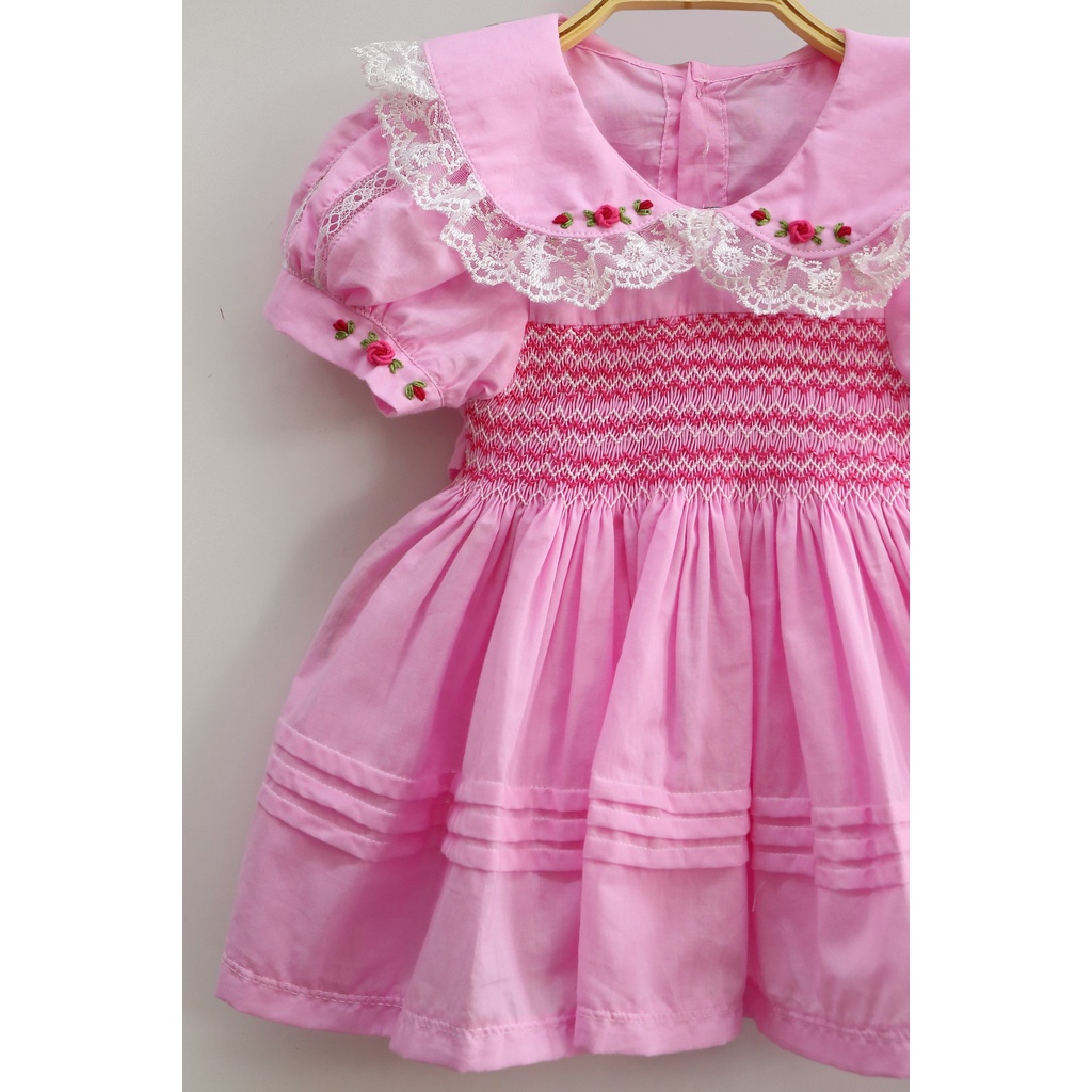 ĐẦM SMOCK CỔ SEN HỒNG TÍM