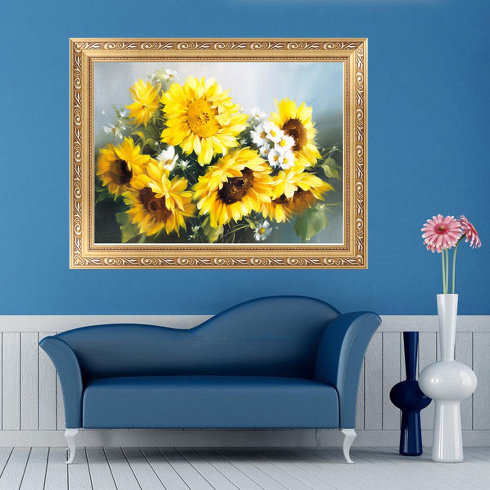 Tranh đính đá tự làm trang trí nhà 5D hình hoa hướng dương | BigBuy360 - bigbuy360.vn