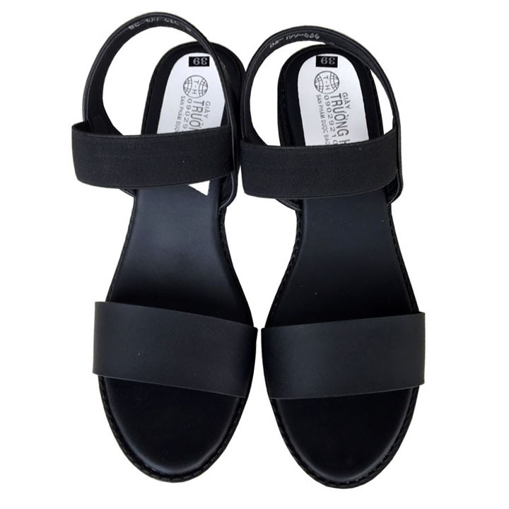 Sandal nữ Trường Hải đế vuông 4cm màu đen XDN0342 [HÌNH ẢNH THẬT]