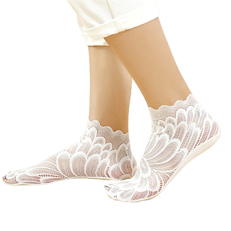 1 Đôi Tất Cotton Phối Ren Hoa xiangbao Co Giãn Dành Cho Nữ