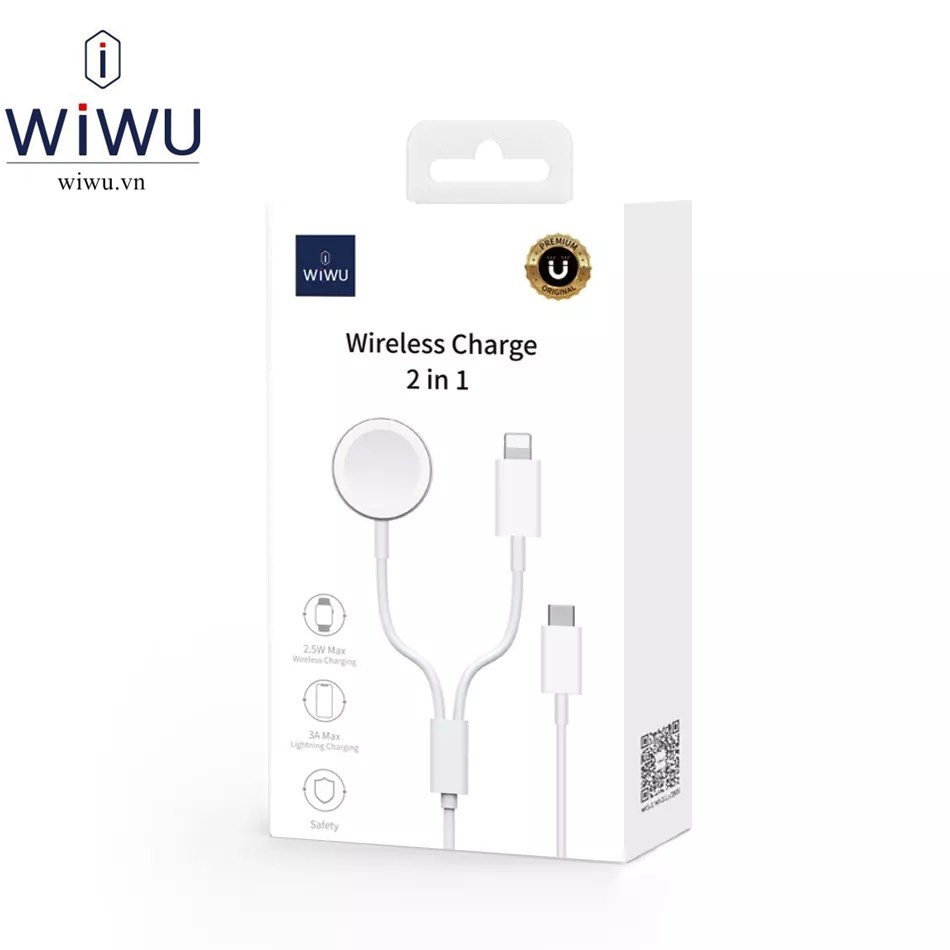 Cáp sạc nhanh Wiwu M10 2 in 1 Cho đồng hồ thông mình Watch 1 - 7 + 20W Smart Phone táo  , hàng nhập khẩu chính hãng