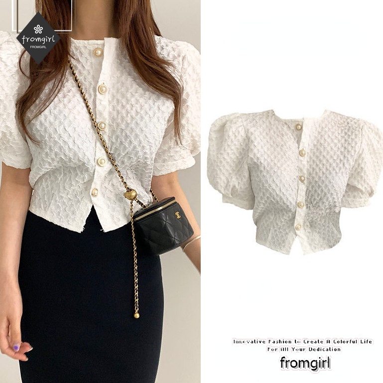 Áo Sơ Mi Trắng Tay Ngắn Dáng Rộng Phong Cách Pháp Thời Trang Mùa Hè Mới 2022 Cho Nữ