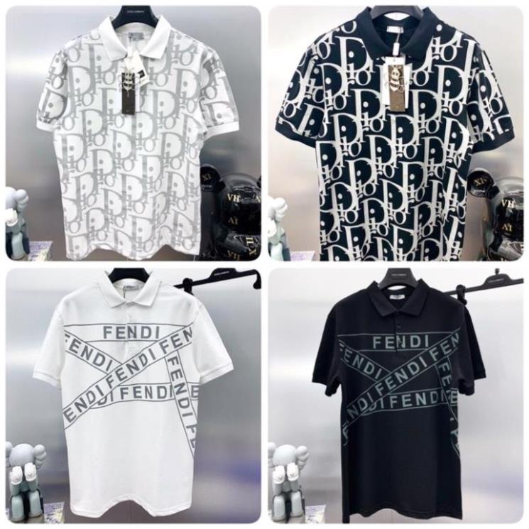 Áo polo Nam fendi cao cấp cho nam - Áo Phông Nam có cổ in chữ ⚡