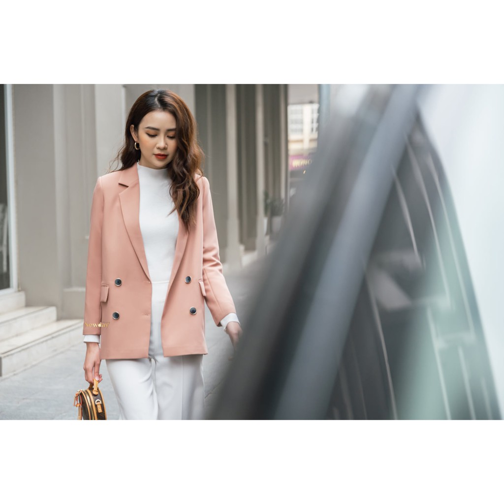 NEW DAY_ Áo vest suông xẻ sau cúc viền