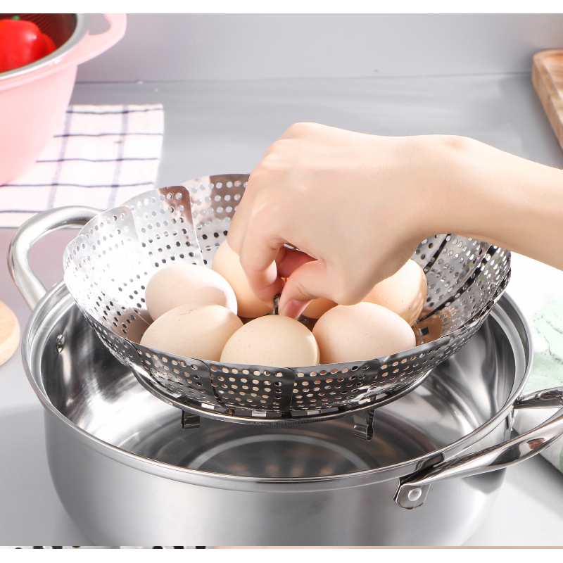 Rổ Hấp Bằng Thép Không Gỉ Đa Năng Có Thể Gấp Gọn Tiện Lợi