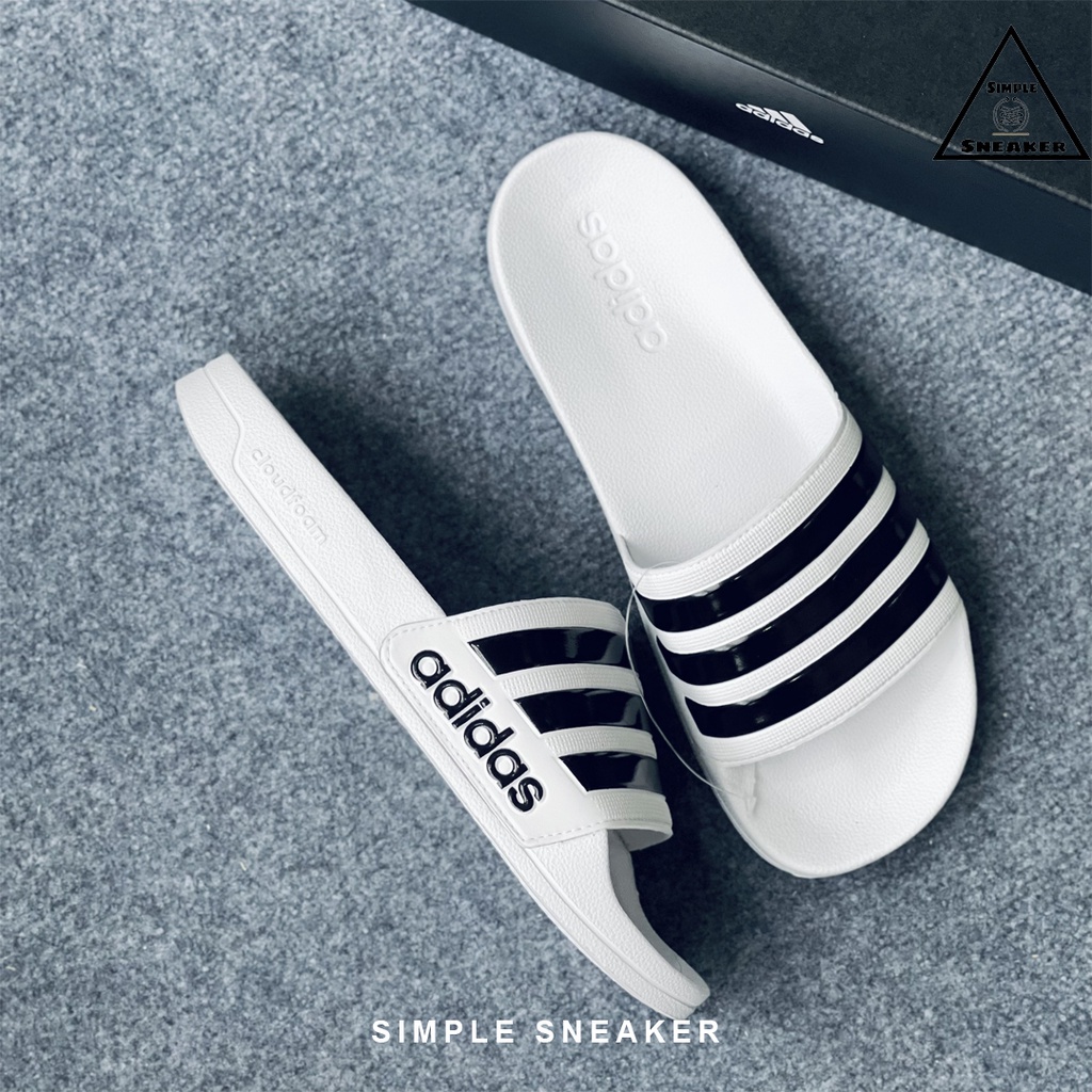 Dép Adidas Chính Hãng FREESHIP Adidas Adilette Cloudfoam Shower White Black- Dép Quai Ngang Chống Nước- Simple Sneaker