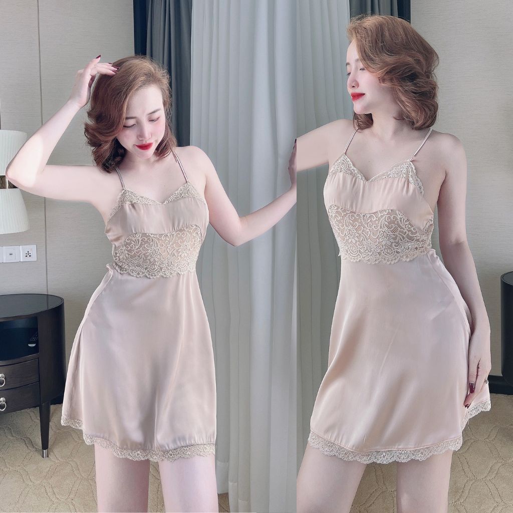Váy ngủ sexy MIKY, Đầm ngủ sexy lụa Latin Chất Siêu Mát Dáng Siêu Xinh &lt; 60kg