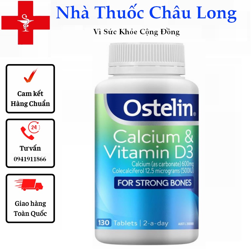 [Tem Chemist] OSTELIN CALCI VITAMIN D3 130 VIÊN -Calci ostelin bầu 130v