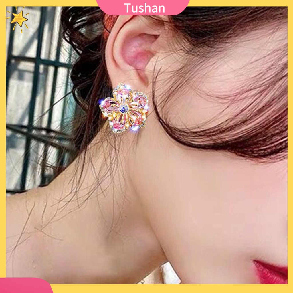 Bông tai đính đá phong cách thanh lịch thời trang dành cho nữ