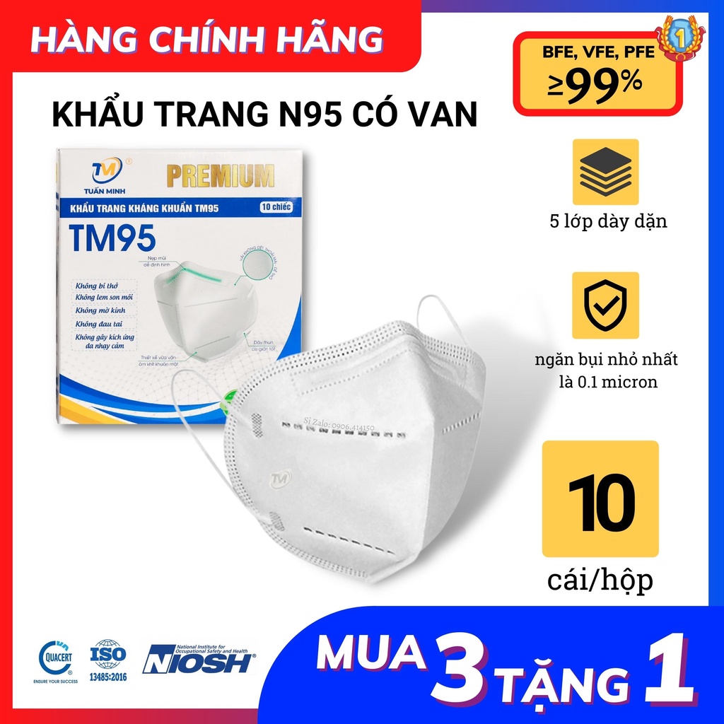 Set 60cái khẩu trang N95 , N95 có van thở Combo hộp 5 chiếc chống bụi mịn và bệnh đường hô hấp