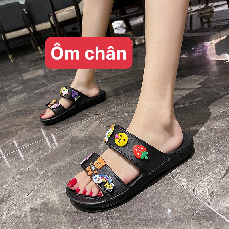 Dép lê nữ cross 2 quai ngang bánh mì độn đế 3 cm chất liệu eva unisex ulzzang dép đúc đi mưa siêu nhẹ-giày dép 97